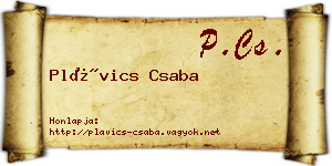 Plávics Csaba névjegykártya